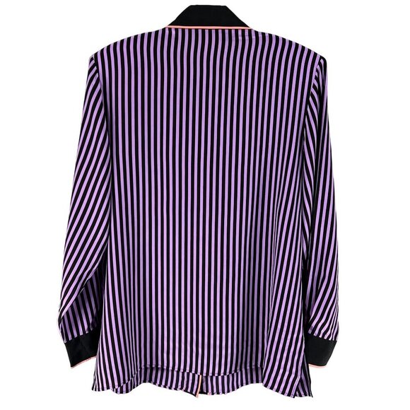 Bob Mackie Womens L Wearable Art 100% Silk Blouse Gold Buttons Contrast Trim Top - Picture 16 of 16